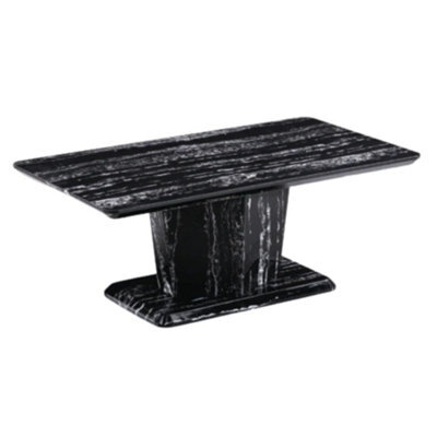 Stratus Interiors Black Marble Effect Coffee Table With Thick Base - 120L 65W 45H Cm