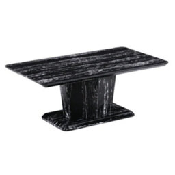 Stratus Interiors Black Marble Effect Coffee Table With Thick Base - 120L 65W 45H Cm