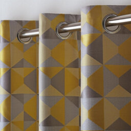 Luxury Living Zandi Ring Top Curtains Ochre/silver - thumbnail 2