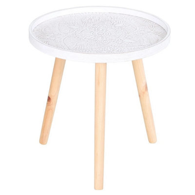 Round Coffee Table Solid Wood Legs Sofa End Side Coffee Table - image 1