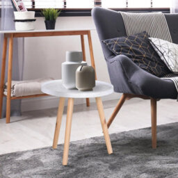 Round Coffee Table   Solid Wood Legs Sofa End Side Coffee Table - thumbnail 6