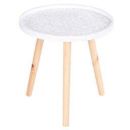 Round Coffee Table   Solid Wood Legs Sofa End Side Coffee Table - thumbnail 1