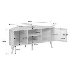 Sweeek - Wood And Cane Decor Corner Tv Unit 2 Doors 1 Shelf 115Cm - thumbnail 8
