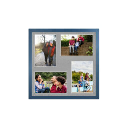 AK Frames 12X12 Navy Blue Sleek Multi Photo Frame With Silver Mount - Holds 4 Apertures (4X) 6X4 Photos - thumbnail 1