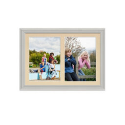 AK Frames 20X14 Light Grey Classic Multi Photo Frame With Ivory Mount - Holds 2 Apertures (2X) A4 Photos - thumbnail 1