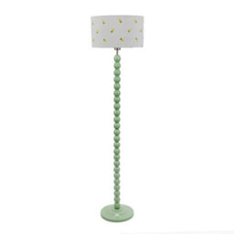 Valuelights Bobbins Sage Green Floor Lamp With Lemon Embroidered Drum Shade - thumbnail 2