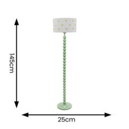 Valuelights Bobbins Sage Green Floor Lamp With Lemon Embroidered Drum Shade - thumbnail 6