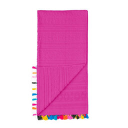 Velosso Fuchsia Velour Tassel Beach Towel 75Cm X 150Cm