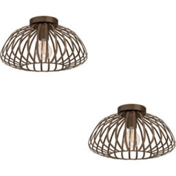 Loops 2 Pack Stylish Modern Bronze Semi-Flush Ceiling Light For Indoor Spaces
