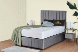 UKBEDFURNITURE Hamilton Plush Grey End Opening Divan Ottoman Bed With 54 Inch Headboard & 10 Inch Orthopaedic Mattress - thumbnail 1