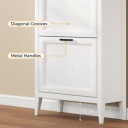 Homcom Shoe Cabinet With 2 Flip Drawers, Narrow Shoe Storage Cabinet, White - thumbnail 8