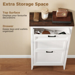 Homcom Shoe Cabinet With 2 Flip Drawers, Narrow Shoe Storage Cabinet, White - thumbnail 7