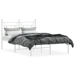 Berkfield Metal Bed Frame Without Mattress With Headboard White 120X190Cm - thumbnail 3