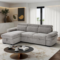 Blake Universal Corner 4 Seater Fabric Sofa Bed Grey