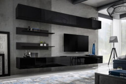 Arte Fly I1 Black Gloss Entertainment Unit 320Cm - Dramatic Low-Line Media Wall For Tvs Up To 75 Inch