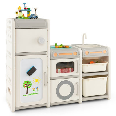 Costway Kids Toy Storage Organizer Toddler Storage Cabinet Chest W/ Magnetic Whiteboard - image 1