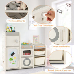 Costway Kids Toy Storage Organizer Toddler Storage Cabinet Chest W/ Magnetic Whiteboard - thumbnail 9