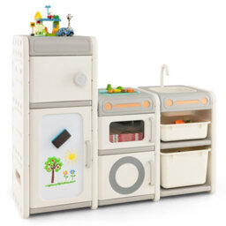 Costway Kids Toy Storage Organizer Toddler Storage Cabinet Chest W/ Magnetic Whiteboard - thumbnail 1