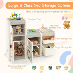 Costway Kids Toy Storage Organizer Toddler Storage Cabinet Chest W/ Magnetic Whiteboard - thumbnail 5