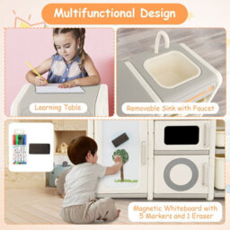 Costway Kids Toy Storage Organizer Toddler Storage Cabinet Chest W/ Magnetic Whiteboard - thumbnail 4