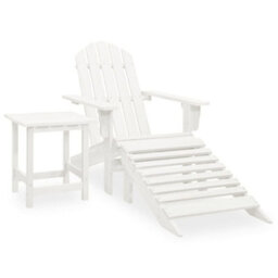 Vidaxl Garden Adirondack Chair With Ottoman&table Solid Fir Wood White Garden Chairs