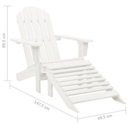 Vidaxl Garden Adirondack Chair With Ottoman&table Solid Fir Wood White Garden Chairs - thumbnail 3