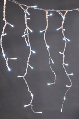 Christmas Tree World Ctw Clear Cable 960 Led Snowing Icicle Light Set - Bright White W/ 64 Gutter Hooks - image 1