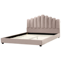 Beliani Bed Velvet Vincennes 180 X 200 Cm (Eu Super King) Taupe - thumbnail 4