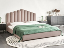 Beliani Bed Velvet Vincennes 180 X 200 Cm (Eu Super King) Taupe - thumbnail 2