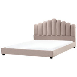 Beliani Bed Velvet Vincennes 180 X 200 Cm (Eu Super King) Taupe - thumbnail 1
