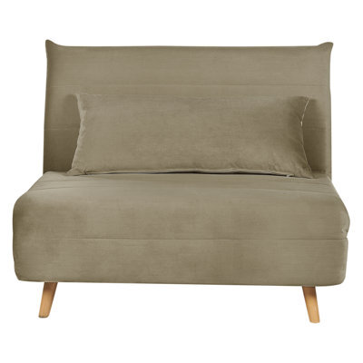 Beliani Single Sofa Bed Setten Velvet Olive Green - image 1