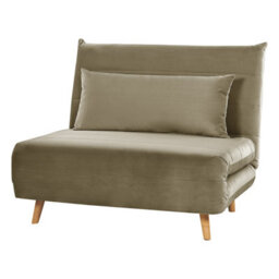 Beliani Single Sofa Bed Setten Velvet Olive Green - thumbnail 5