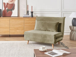 Beliani Single Sofa Bed Setten Velvet Olive Green - thumbnail 2