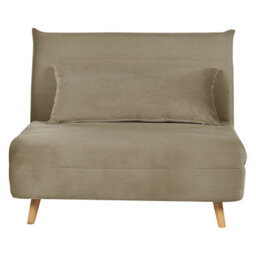 Beliani Single Sofa Bed Setten Velvet Olive Green - thumbnail 1