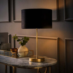 Valuelights Charles Gold Table Lamp With Black Velvet Shade And Bulb