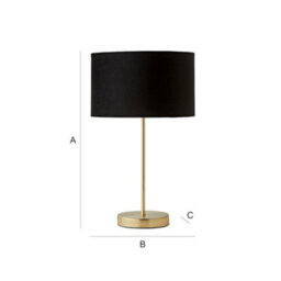 Valuelights Charles Gold Table Lamp With Black Velvet Shade And Bulb - thumbnail 8