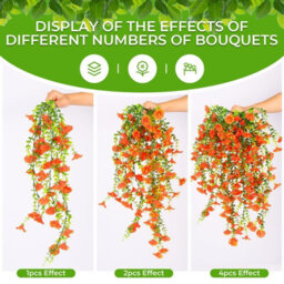 Artificial Orange Petunia Flowers, 80 Cm - Hanging And Suspended Artificial Plants - thumbnail 4