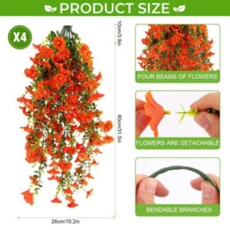 Artificial Orange Petunia Flowers, 80 Cm - Hanging And Suspended Artificial Plants - thumbnail 2