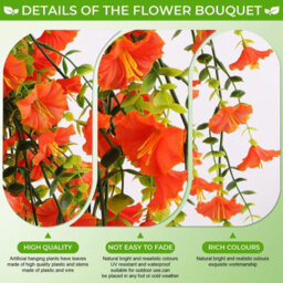 Artificial Orange Petunia Flowers, 80 Cm - Hanging And Suspended Artificial Plants - thumbnail 3