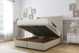 "Sloomy Rutherford Cream Plush Ottoman Bed With Mattress With 54"" Wingback Headboard 2'6 Small Single" - thumbnail 2