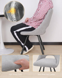 Longtoo Dining Chairs Set Of 4, 360 Degrees Swivel Kitchen Chairs, Ergonomic Upholstered Chair With Metal Legs, Grey - thumbnail 6