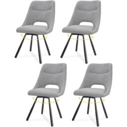 Longtoo Dining Chairs Set Of 4, 360 Degrees Swivel Kitchen Chairs, Ergonomic Upholstered Chair With Metal Legs, Grey - thumbnail 1
