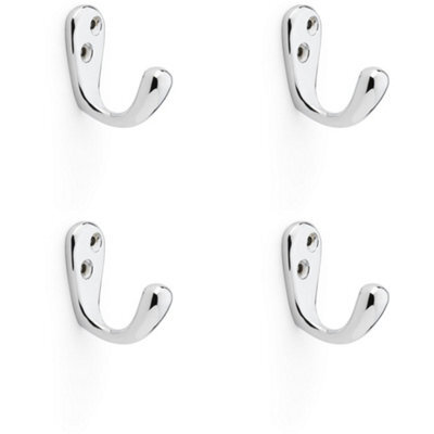 Loops 4 Pack - Solid Brass Victorian Single Robe Coat Hook Wall Mounted Holder Polished Chrome - image 1