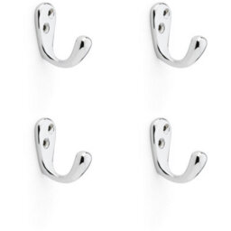 Loops 4 Pack - Solid Brass Victorian Single Robe Coat Hook Wall Mounted Holder Polished Chrome - thumbnail 1