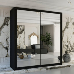 Sliding Wardrobes 4 u LTD Sliding Wardrobes 4U Simona Double Mirror Sliding Door Wardrobe In 5 Colors - Black (W)120Cm (H)217Cm - thumbnail 1