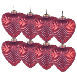 Beliani Set Of 8 Baubles Feriable Glass Red