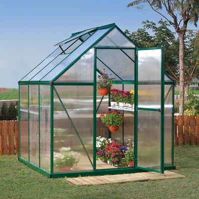 Palram - Canopia Mythos 6X6 Ft Green Polycarbonate (Pc) Apex Greenhouse With Polycarbonate (Pc) Glazing With Adjustable Vent - image 1