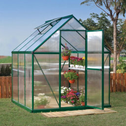 Palram - Canopia Mythos 6X6 Ft Green Polycarbonate (Pc) Apex Greenhouse With Polycarbonate (Pc) Glazing With Adjustable Vent - thumbnail 1