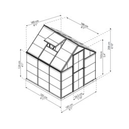 Palram - Canopia Mythos 6X6 Ft Green Polycarbonate (Pc) Apex Greenhouse With Polycarbonate (Pc) Glazing With Adjustable Vent - thumbnail 6