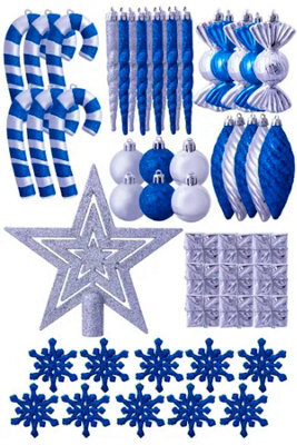 Christmas Tree World The Blue & Silver Bauble 52Pc Accessories Set - image 1